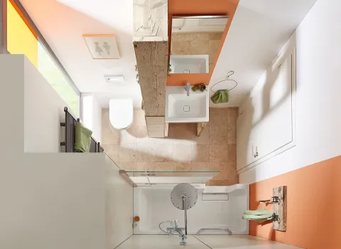 Kleines Badezimmer mit Duschbadewanne HSK dobla.