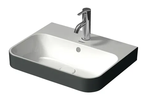 Duravit Aufsatzbecken Happy D plus in Weiß und Anthrazit freigestellt