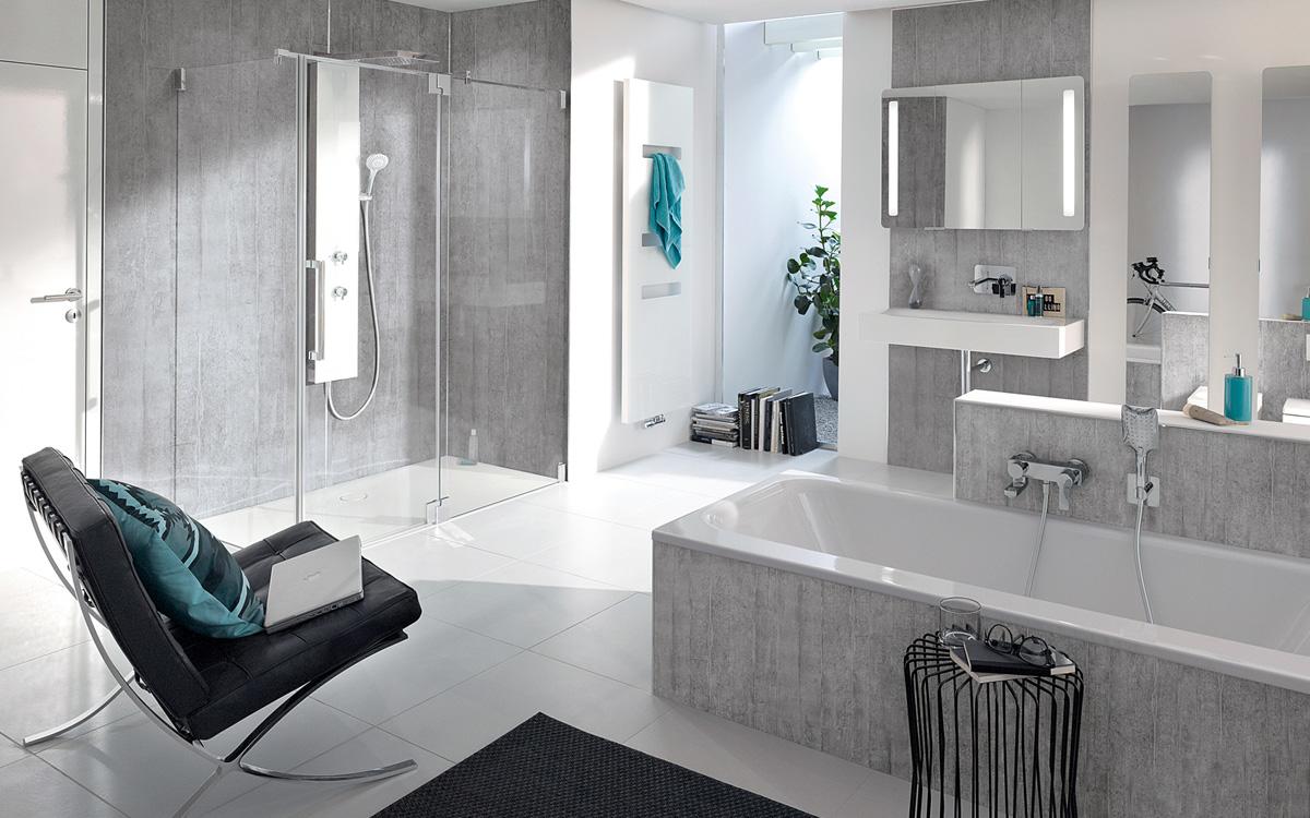 Wandverkleidung in Sichtbeton-Optik mit HSK